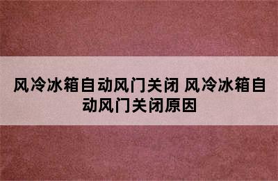 风冷冰箱自动风门关闭 风冷冰箱自动风门关闭原因